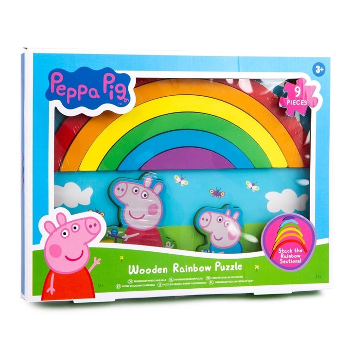 3D dřevěné duhové puzzle PEPPA PIG