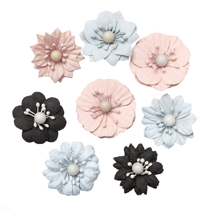 3D pastelové papírové květiny / 8 dílná sada