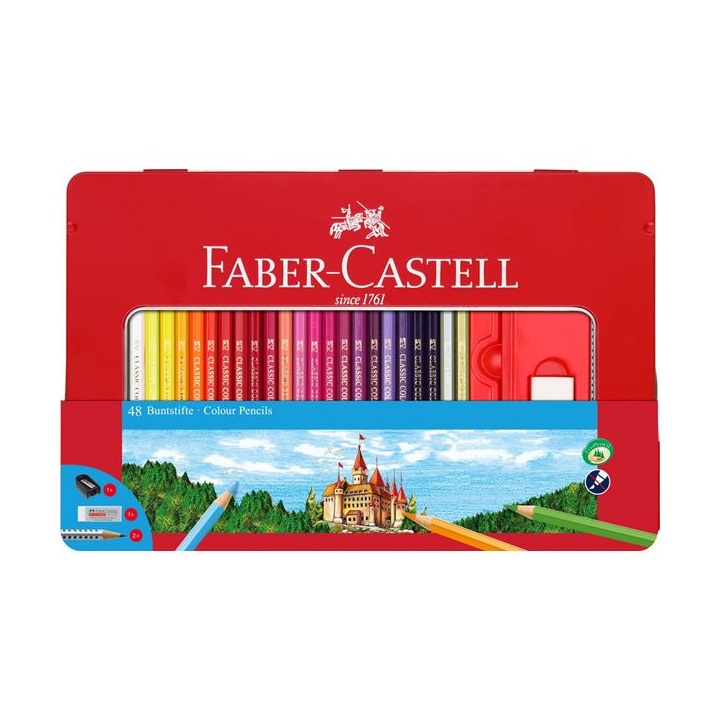 Pastelky Faber-Castell 48 barevné v plechu s okénkem