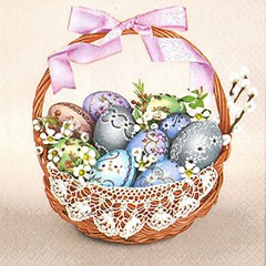 Velikonoční ubrousky na dekupáž - Tradiční velikonoční košík - 1ks