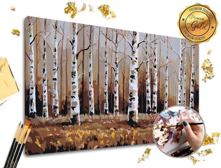 Malování podle čísel PREMIUM GOLD – Březový les