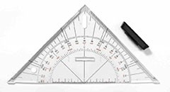 Navigační trojúhelníkové pravítko LENIAR 45 ° / 25 cm