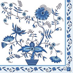 Ubrousky na dekupáž - Modré květy - 1ks