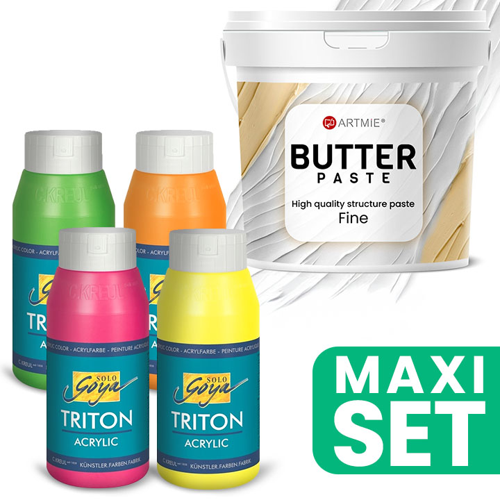 ARTMIE Butter 3D Pasta a sada akrylových barev TRITON - Fluorescenční odstíny