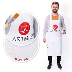 Bavlněná zástěra s logem ARTMIE - bílá