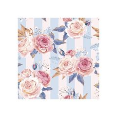 Decoupage ubrousky - Pink Roses on Blue Stripes  - 1ks