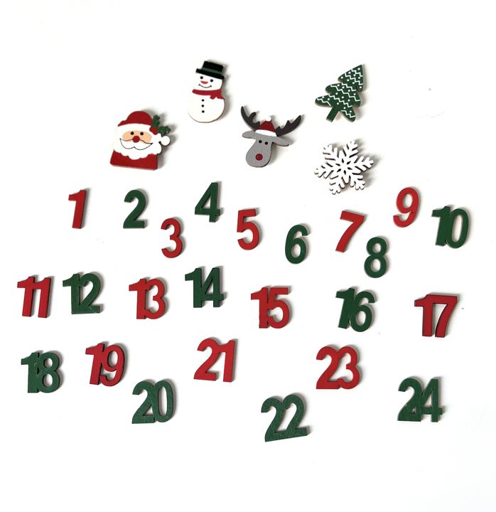 Dřevěné ozdoby Adventní kalendář  | 29 ks