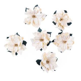 3D papírové květiny | Vánoční růže bílá 6 ks