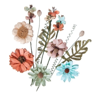 Papírové květiny Dusty Blush - sada 12 ks