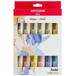 Sada akrylových barev AMSTERDAM dream and create Pastel 12 x 20 ml