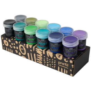 Sada barev na tmavý textil Profil - studené odstíny 12 x 25 ml