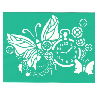 Samolepící šablona Motýl s hodinami 20 x 15 cm