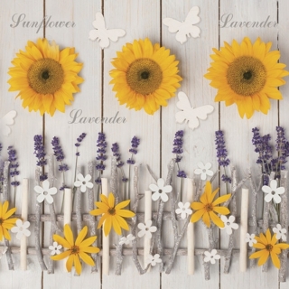 Ubrousky na dekupáž Lavender and Sunflower Composition - 1 ks