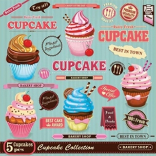 Ubrousky na dekupáž - Vintage Cupcake Poster - 1ks