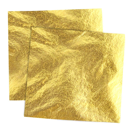 Metalické plátky zlaté 14x14 cm / 100 listů