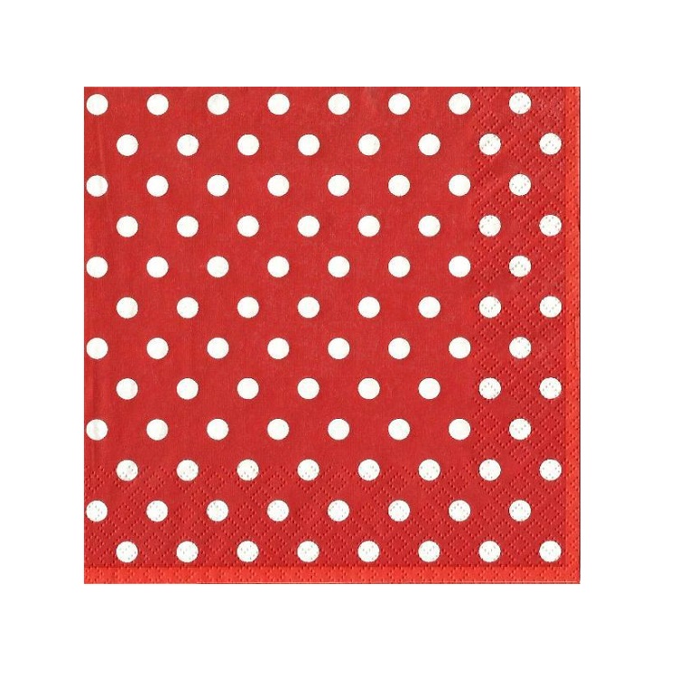 Ubrousky na dekupáž - Červená s puntíky - 1 ks