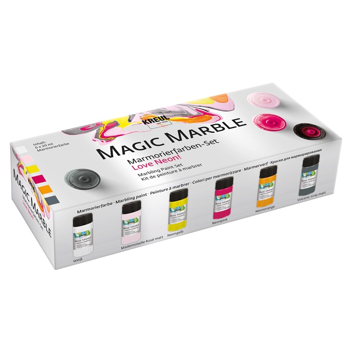 Sada barev na mramorování Kreul Magic Marble Love Neon 6x20 ml
