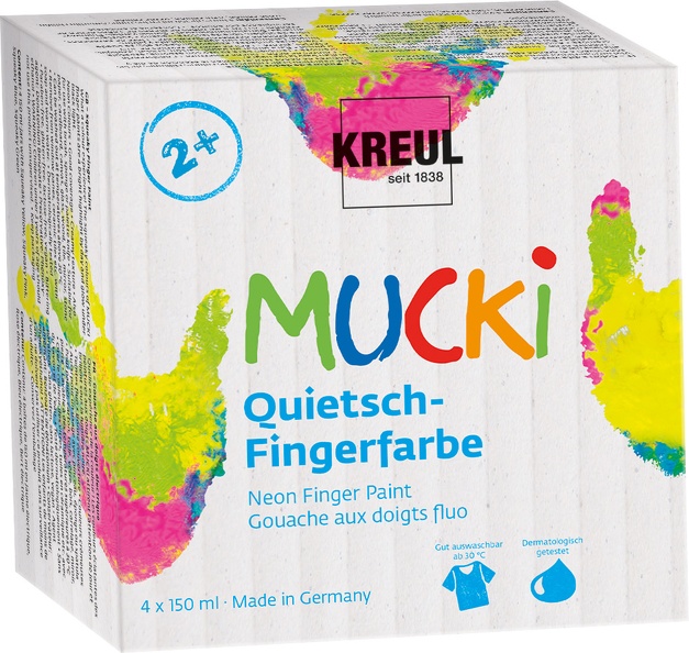 Sada barev na prsty MUCKI  | neonové odstíny 4 x 150 ml