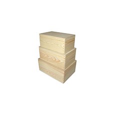 Sada dřevěných krabic s víkem na dekorování / 3 dílná