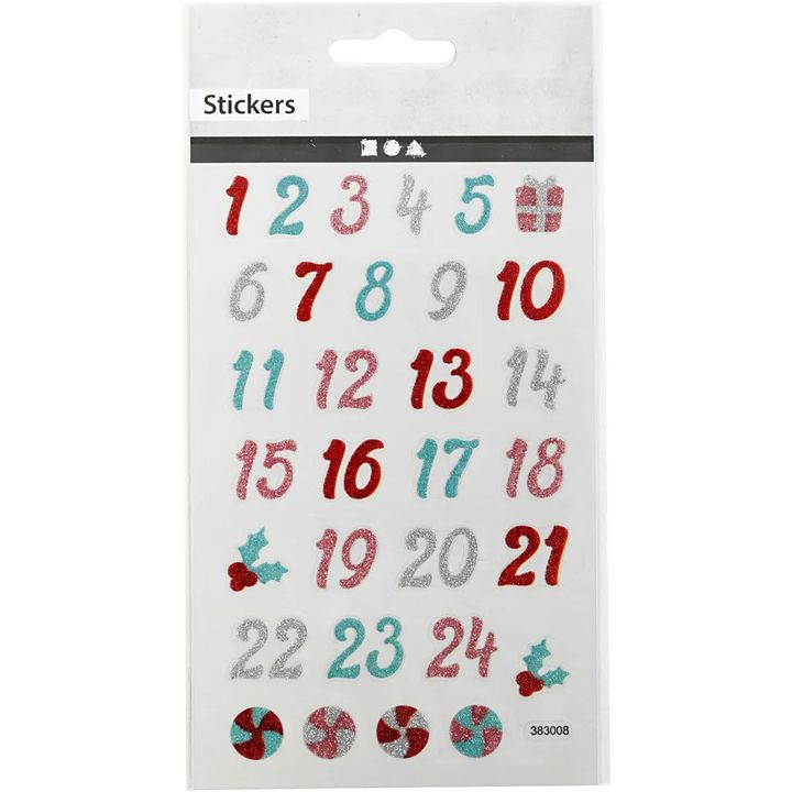 Sada vánočních nálepek 31 ks  | Adventní kalendář