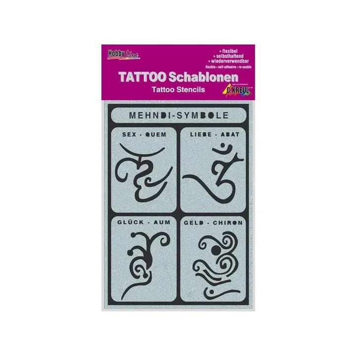 Samolepící tetovací šablona Mehndi-Symbols