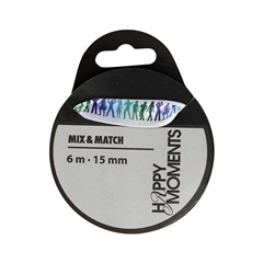 Saténová stuha Happy Moments s potiskem 15 mm x 6 m