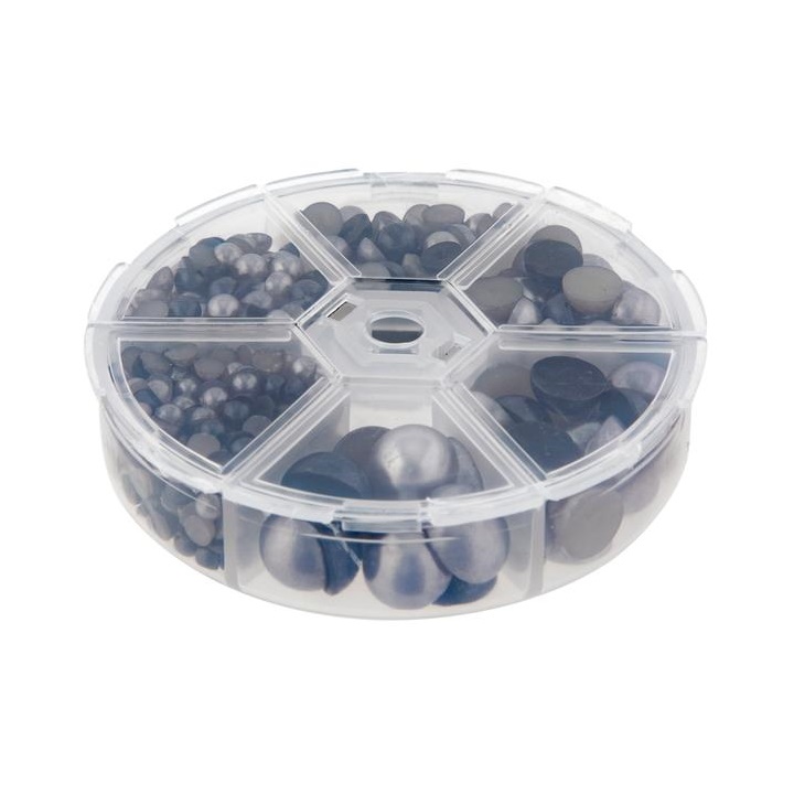 Set plastových perliček | šedočerné