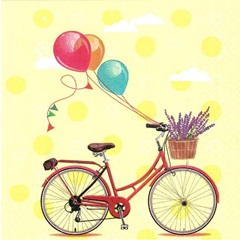 Ubrousky na dekupáž Bicycle with Balloons - 1 ks