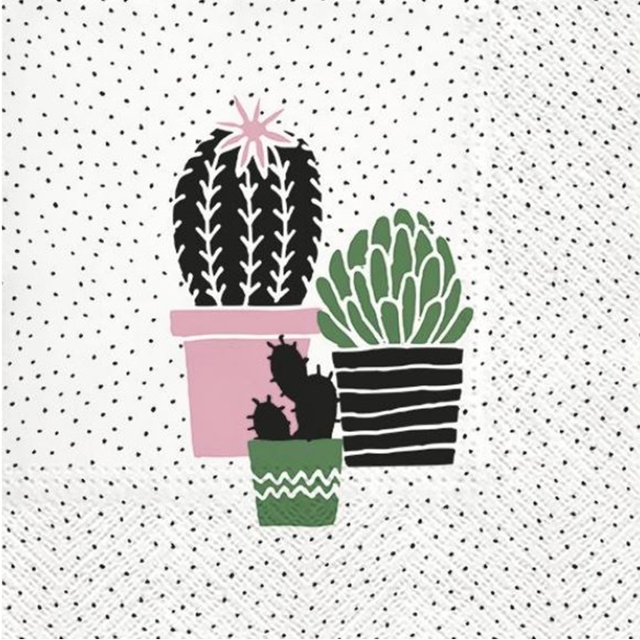 Ubrousky na dekupáž Cactus on Dots rose - 1 ks