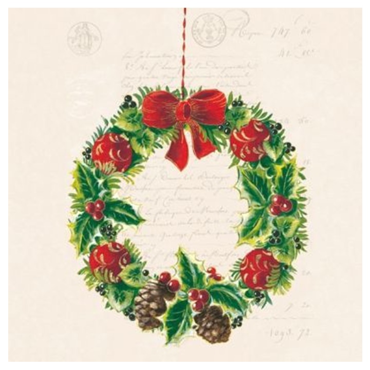 Ubrousky na dekupáž Christmas Wreath - 1 ks