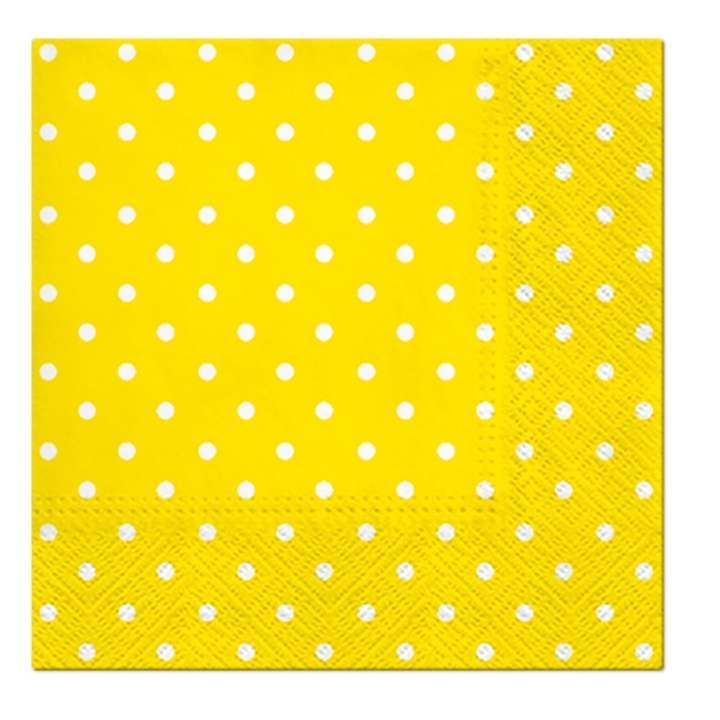 Ubrousky na dekupáž cocktail Yellow Dots - 1 ks