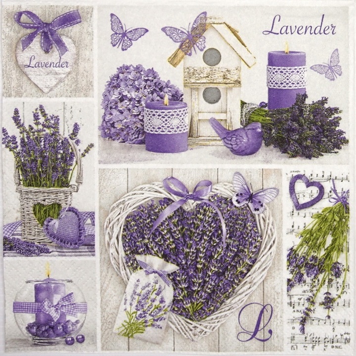 Ubrousky na dekupáž Lavender Collage - 1 ks