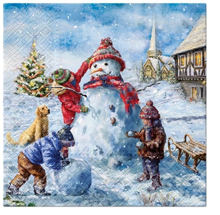 Ubrousky na dekupáž Snowman Fun - 1 ks
