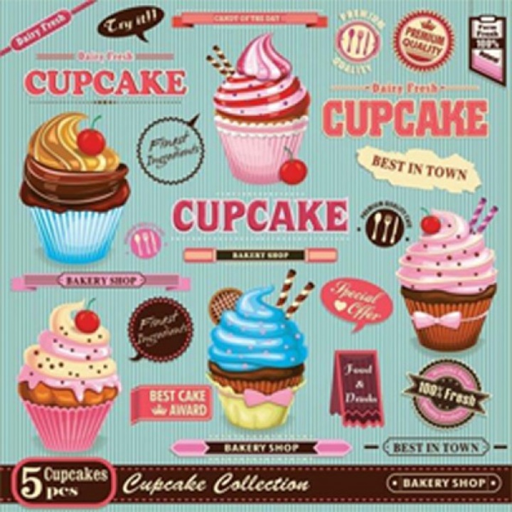 Ubrousky na dekupáž - Vintage Cupcake Poster - 1ks